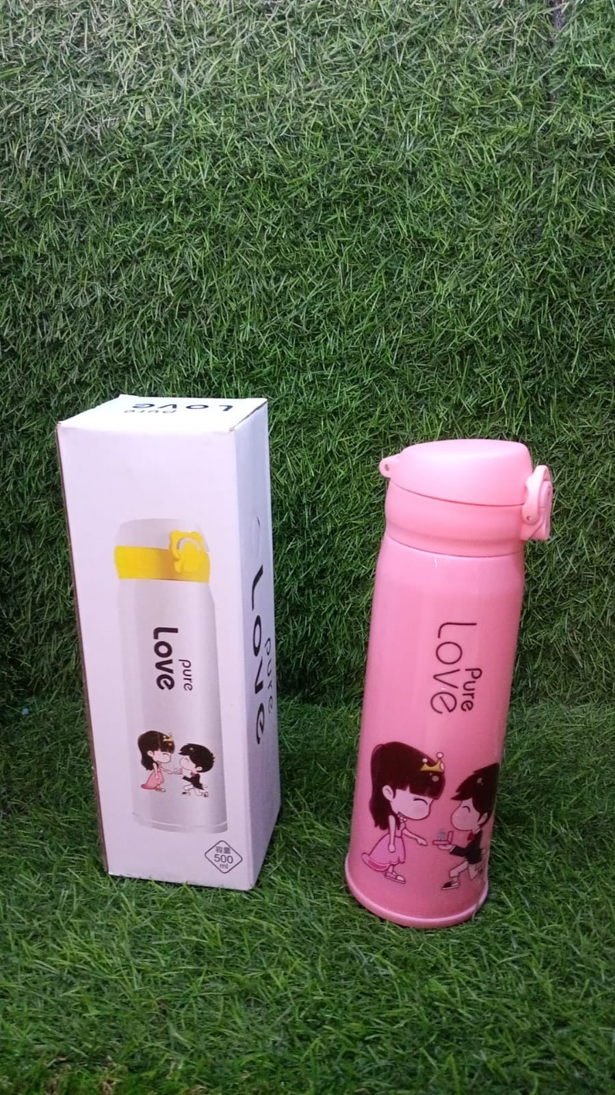 6956 Pure Love outdoor sport water bottle 500ml leak proof BPA-free for travel cold and hot water glass water bottle with daily water intake for gym and children, Fridge, for Home, Office, School (MOQ :- 80 Pc) 6956 Pure Love outdoor sport water bottle 500ml leak proof BPA-free for travel cold and hot water glass water bottle with daily water intake for gym and children, Fridge, for Home, Office, School (MOQ :- 80 Pc)